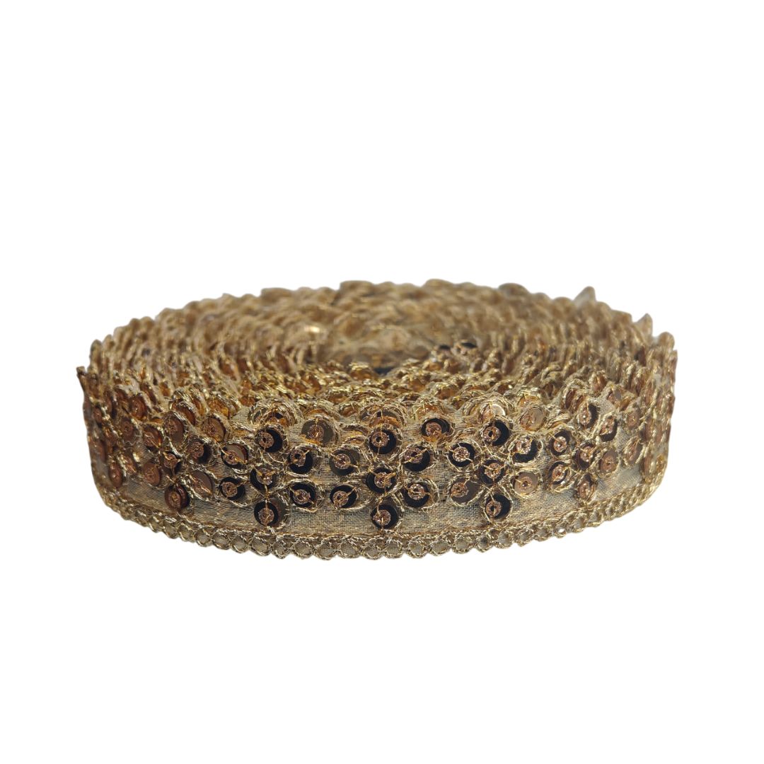 Decorative ribbon with floral pattern on a white background